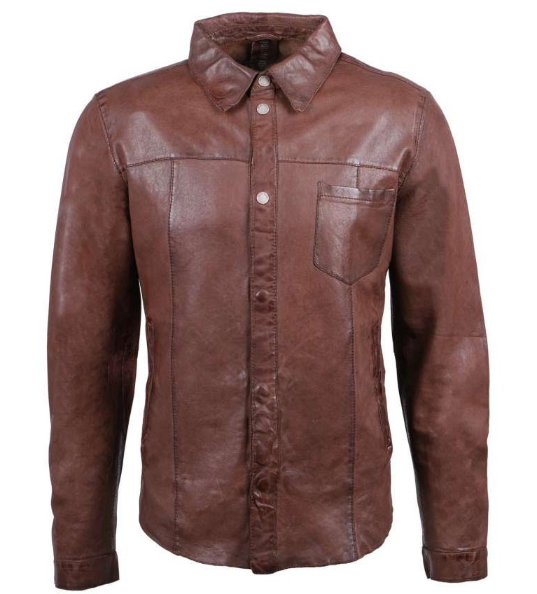 Women brown leather jacket by TF Role Fashion